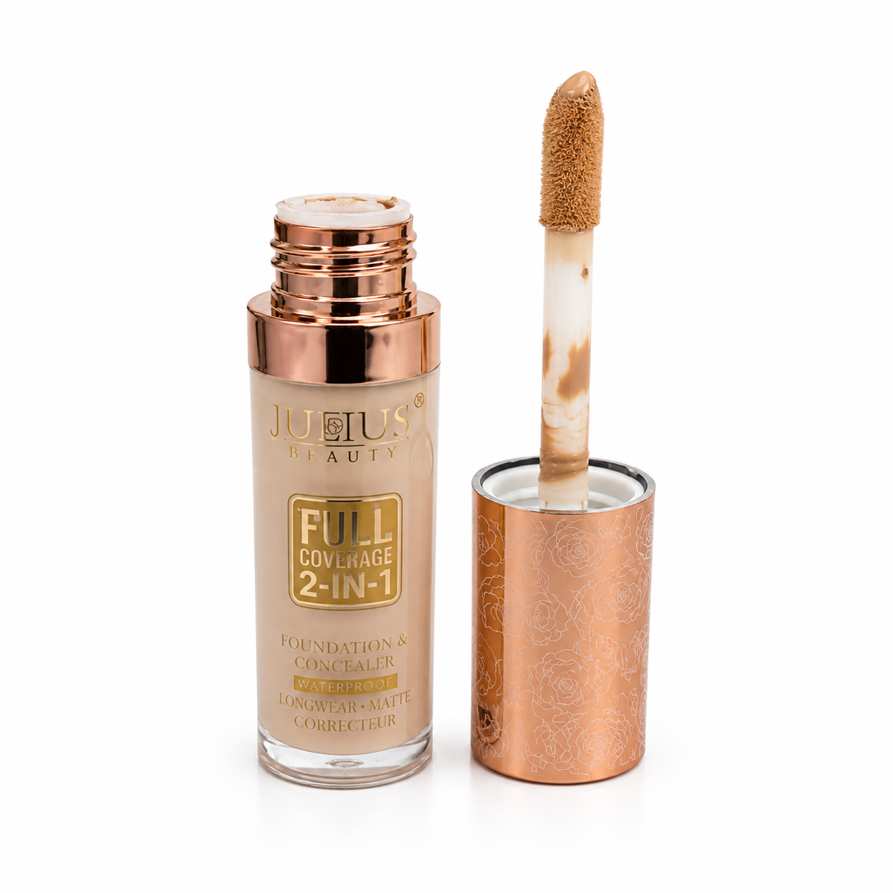 کانسیلر و کرم پودر جولیوس مدل Full Coverage 2 In 1 Foundation & Concealer