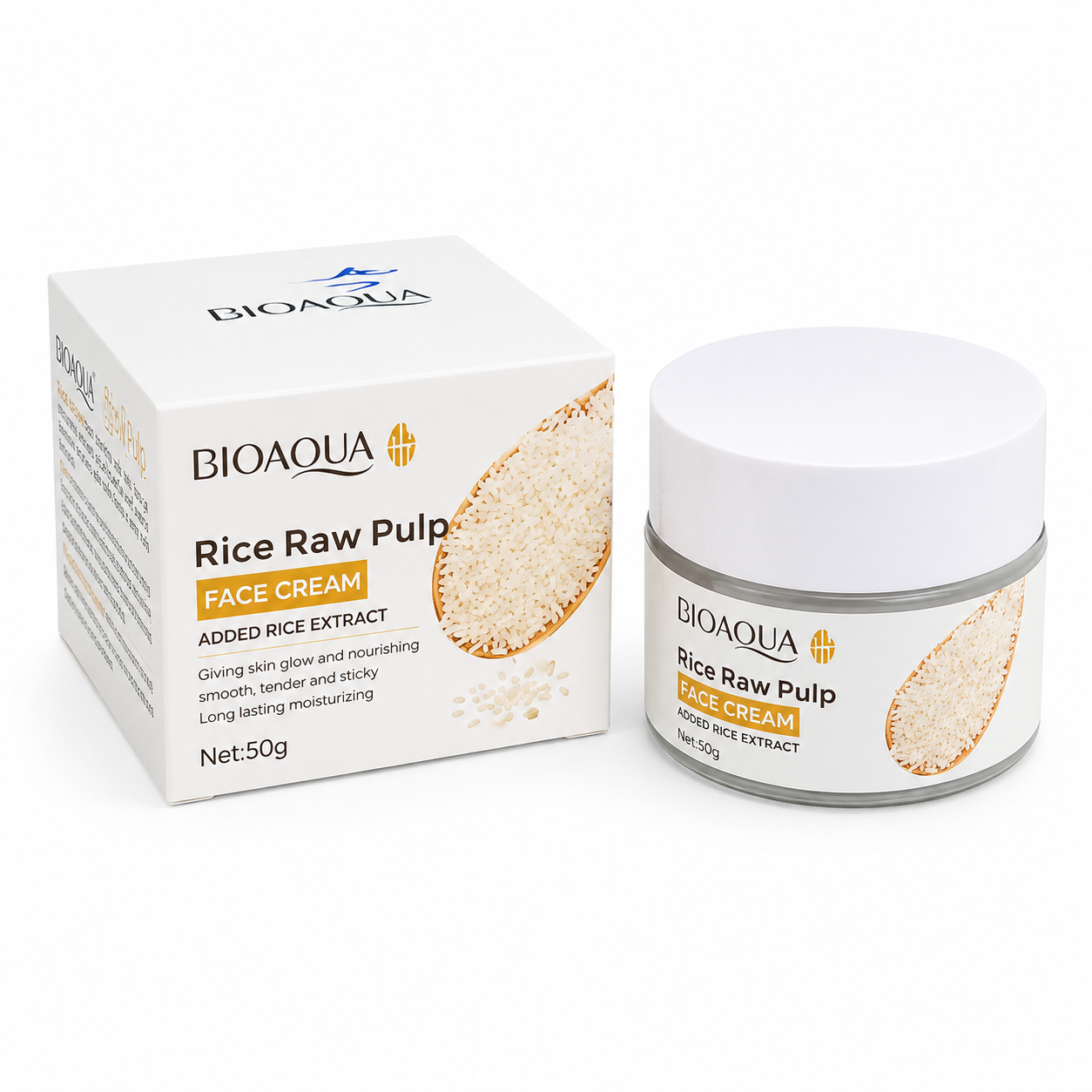 کرم صورت برنج BIOAQUA مدل Rice Raw Pulp حجم 50 گرم