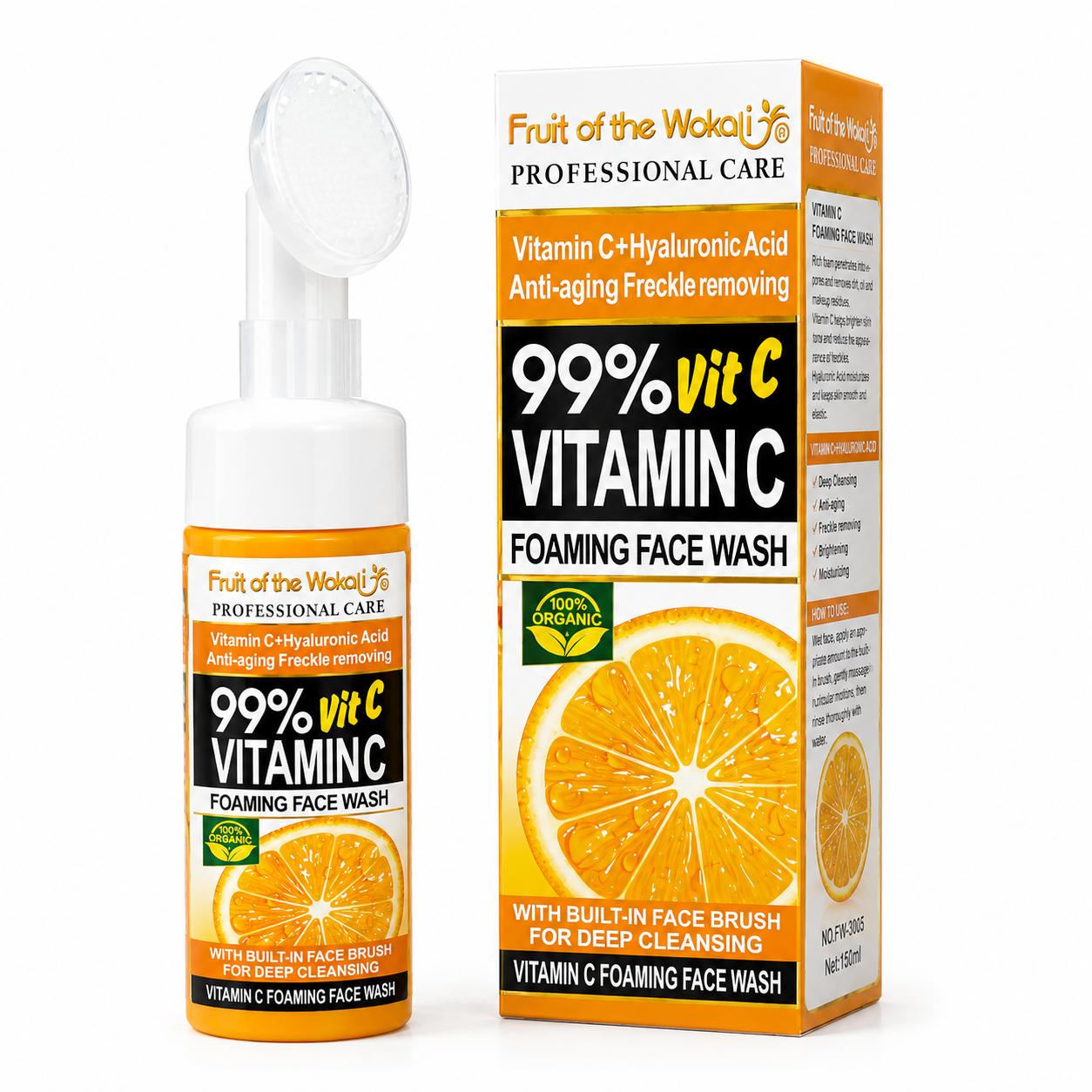 فوم شستشوی صورت ویتامین C Fruit of the Wokali مدل Vitamin C حجم 150 میلی‌لیتر