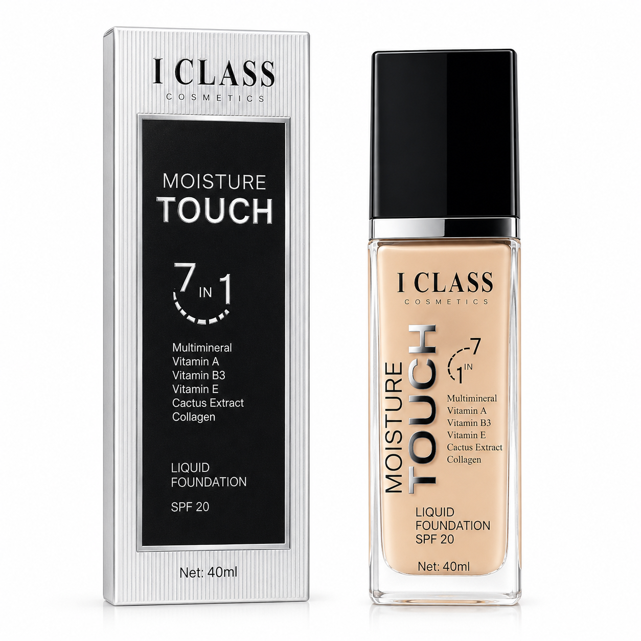 کرم پودر مایع I Class Cosmetics مدل Moisture Touch 7 in 1 حجم 40 میلی‌لیتر